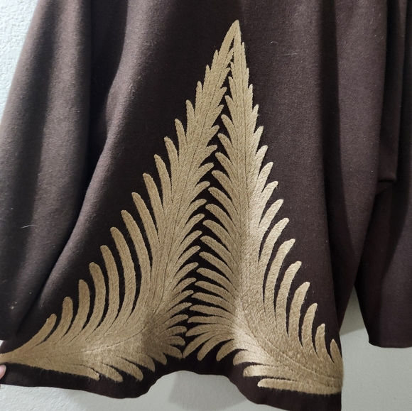 GoGo Folklore Olga Fisch Ecuadorian Artist Brown Wool blazer. - Picture 3 of 4